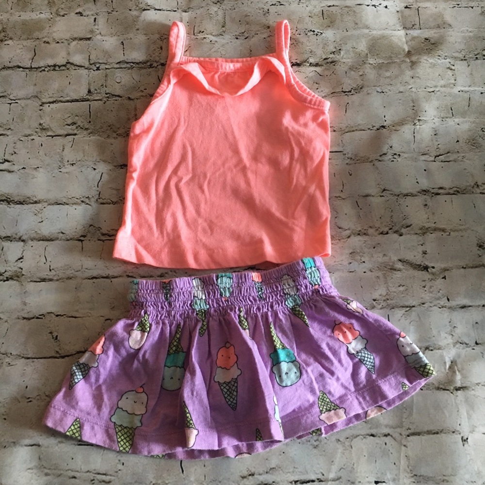 6 month girl Carter’s skirt and too set